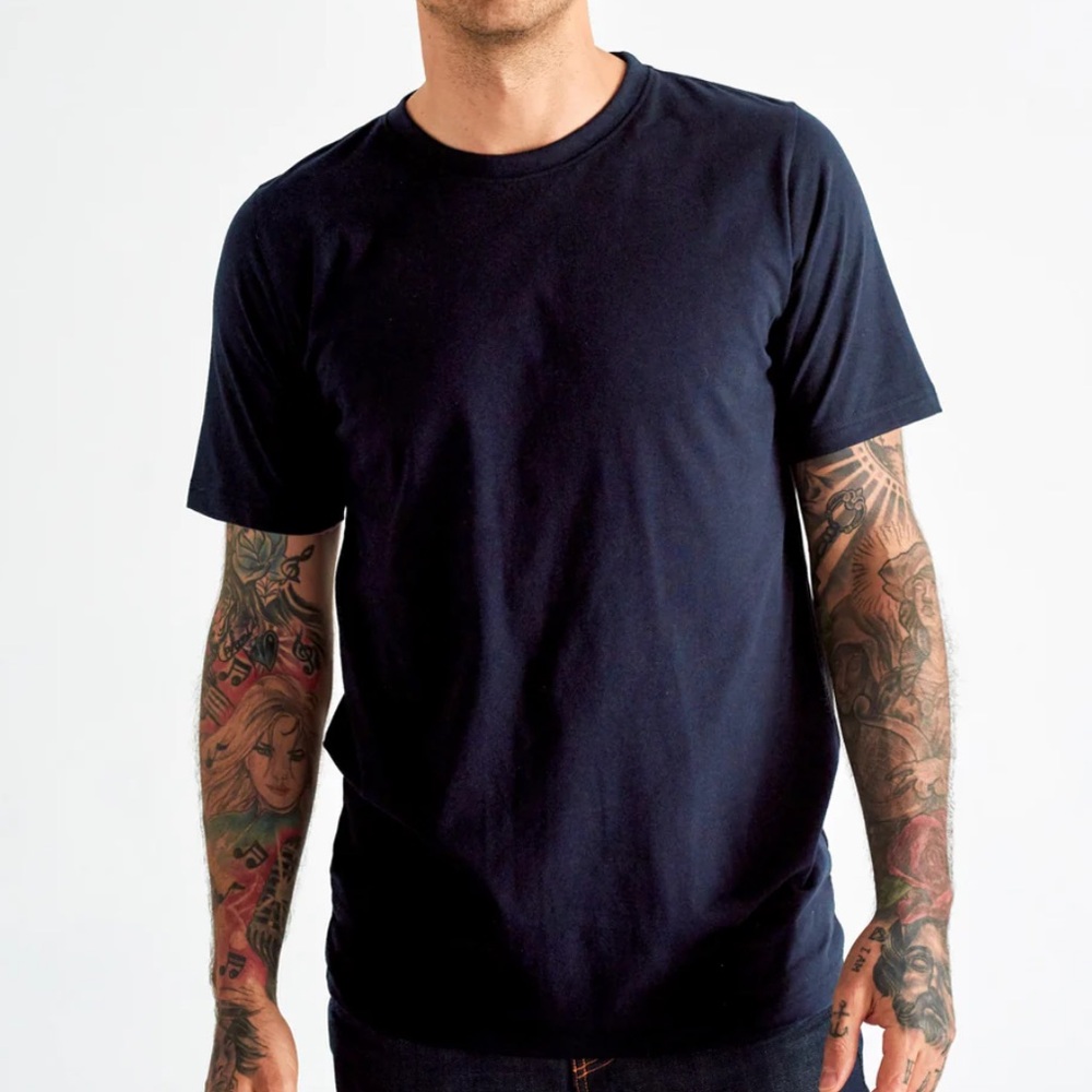 COTTON CITIZEN‎ JOHN TEE Navy Blue cotton hemp Classic Preppy men’s S NWT
